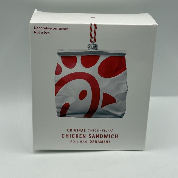 None Other - Chick-fil-A Chicken Sandwich Foil Bag Christmas Ornament Bauble White 2024